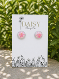 Pink Floral Hawaiian Studs