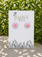 Pink Floral Hawaiian Studs